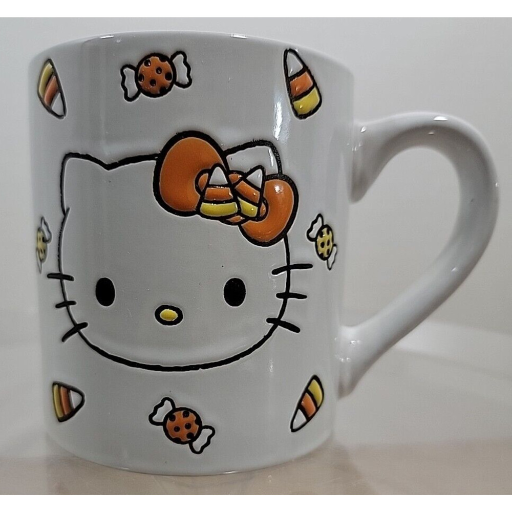 HELLO KITTY Halloween Candy Corn 14oz Coffee Mug Fall Autumn‎ Sanrio